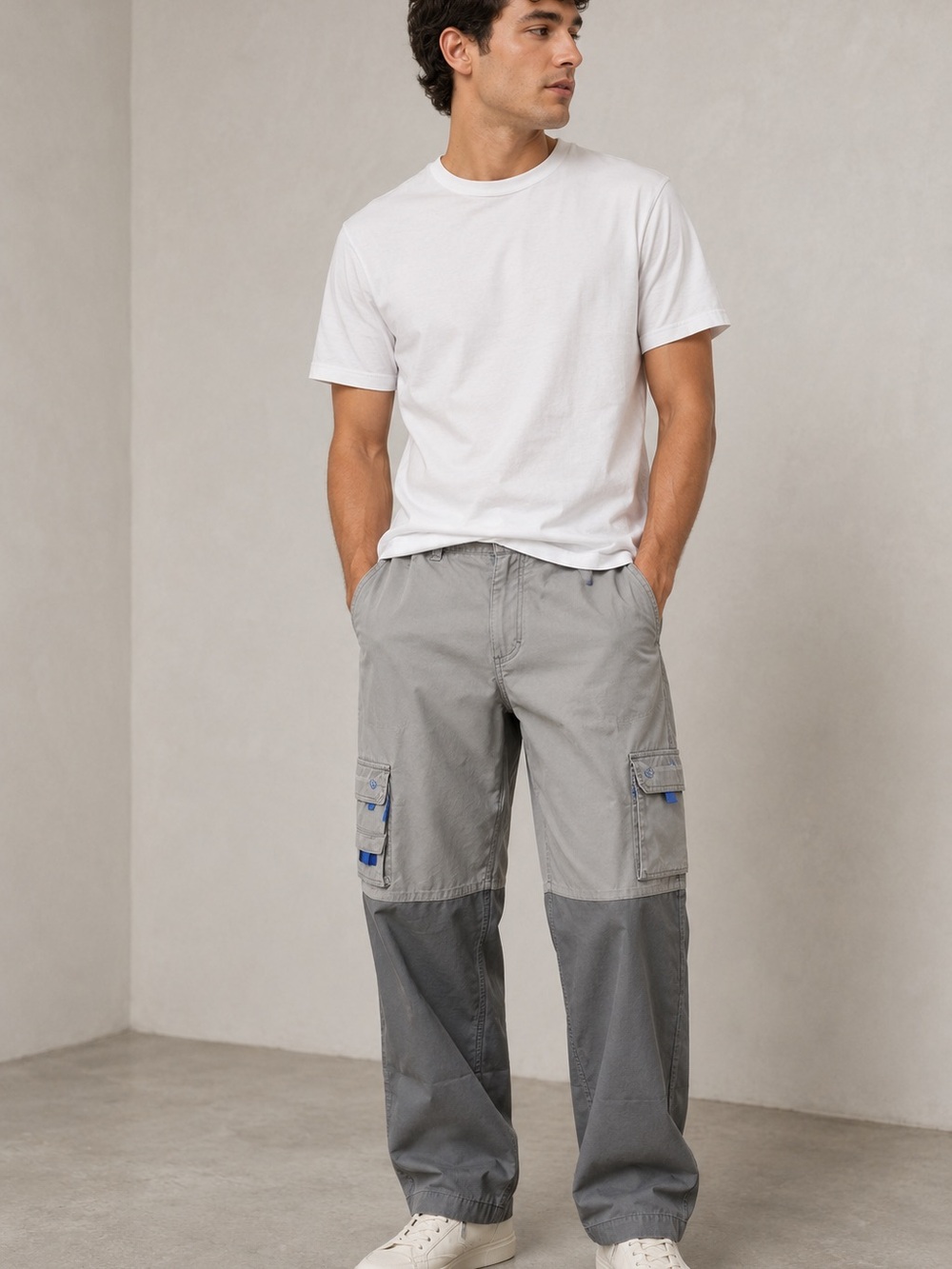 Earth Two Tone Gray Cargo Pants Shorts
